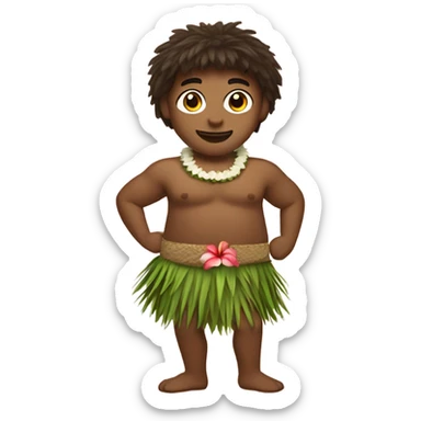 hula boy with grass skirt and coconut bra sticker