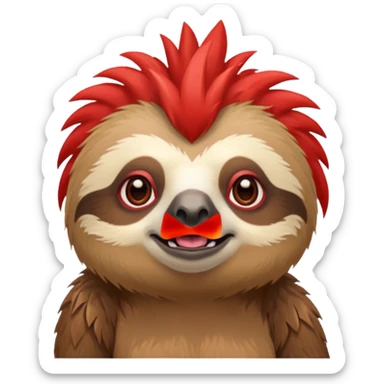 sloth with a red mohawk sticker