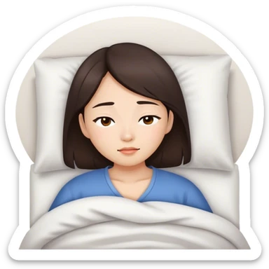 Asian brunette girl waking up sleepy sticker