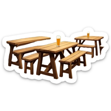 Cinematic Realistic Biergarten Pop Culture Emoji, showcasing a charming outdoor beer garden scene rendered with rustic details and inviting, soft lighting. sticker