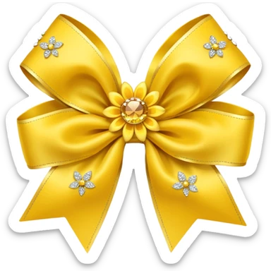 yellow flower bow with glitter sticker