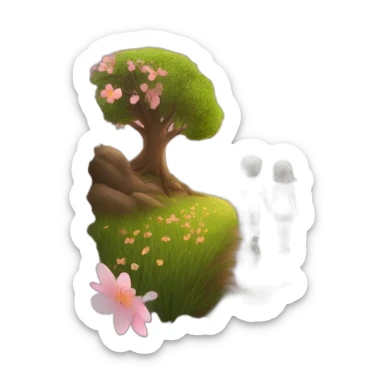 Boy girl sunset tree flower sticker