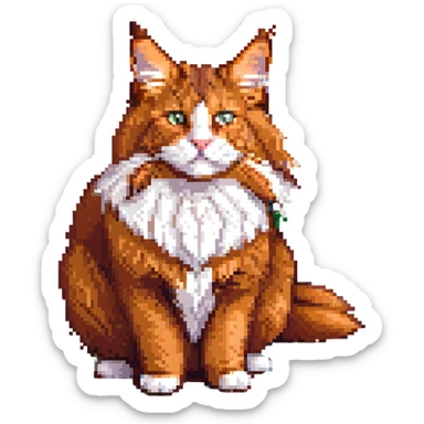A red Maine Coon cat sticker
