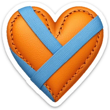 Half blue half orange heart split vertically add a bandage wrapped around the heart  sticker