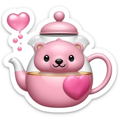 Orsacchiotto con fiocco coquette rosa con un bubbone tea in mano sticker