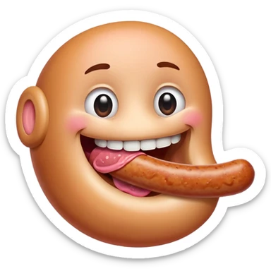 Mouth eating a sausage sticker