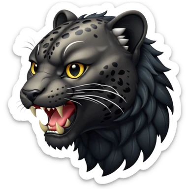 winged black leopard roaring sticker