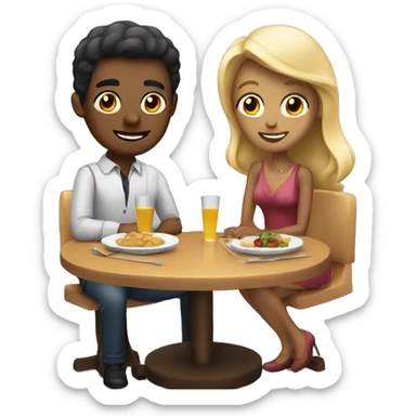 A man and a woman dating at the restaurant sticker