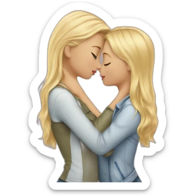Blonde girl Kissing a girl sticker