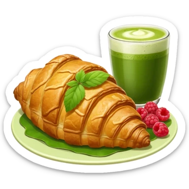 Giant Croissant with a coup of matcha and rasberry sticker
