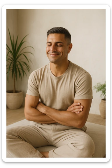 Uomo che pratica il digiuno per rigenerare il corpo sticker