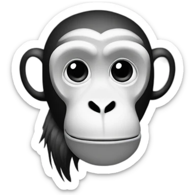 M letter with a monkey's head Black and white sticker