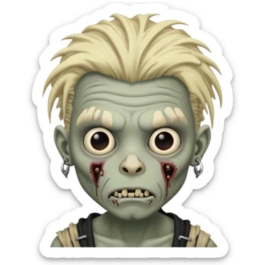 Grey pale skinned zombie boy with wrinkled skin and blond dreadlocks. Nose and ear piercings. Emo. sticker