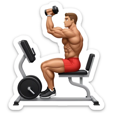 side-view bodybuilder seated weighted calf-raise machine sticker