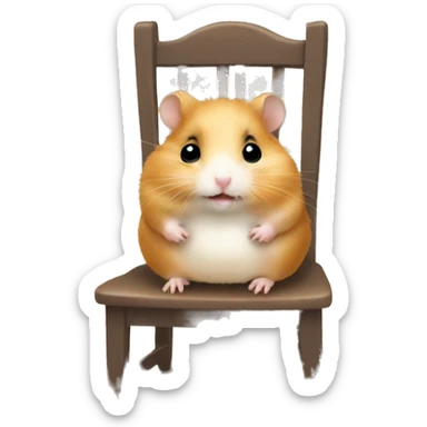 Hamster sitting on a baby chair to eat sticker