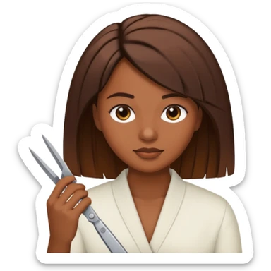 mujer cortando el pelo mechones sticker
