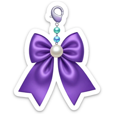 Purple bow with  hanging pearl sticker