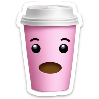 pink coffe to go cup without face sticker
