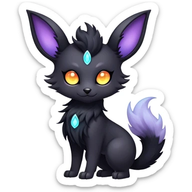 Kawaii dark edgy fantasy ethereal fursona Fakemon with tufted tail sticker
