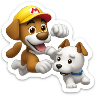 Perro luchando contra Mario sticker