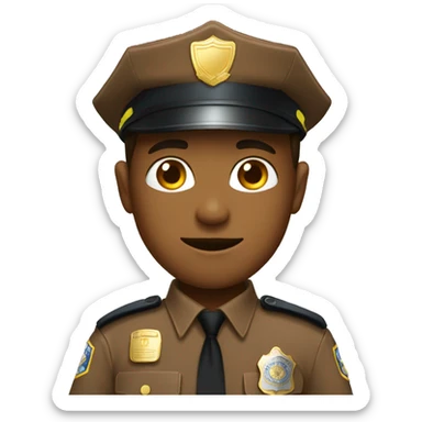 police wearing brown shirt no hat gold badge sticker