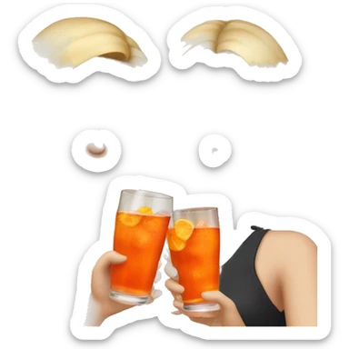 Two girls one blonde and one brown hair drinking aperol sticker