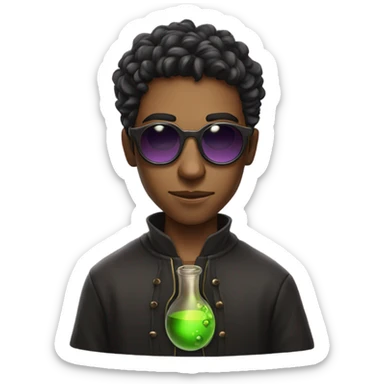 Young male wizard mixing potions and wearing sunglasses sticker