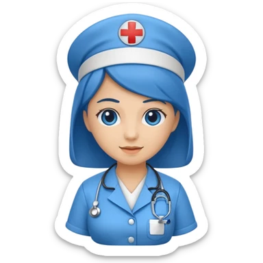blue dressed nurse sticker