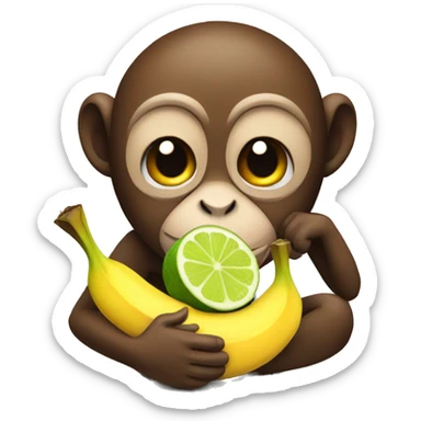 monkey with banana, cconut , pineapple and lime sticker