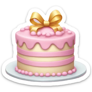 birthday cake in light pink bow sticker