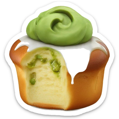 Brioche ronde avec crème fouettée et pistache a l’intérieur  sticker