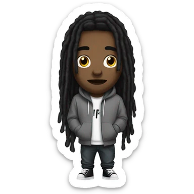 young hustler with black dreads wearing hoodie with trapper written on it  sticker