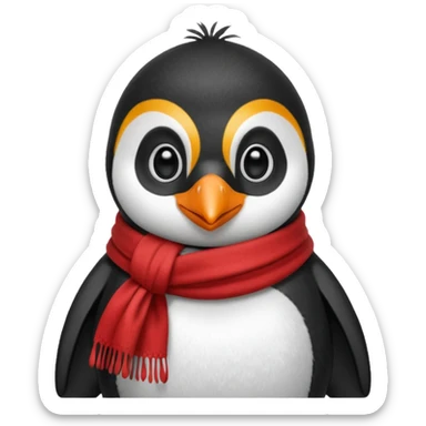 penguin with red scarf  sticker