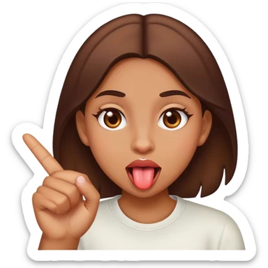 Brown girl stick middle finger up with tongue out   sticker