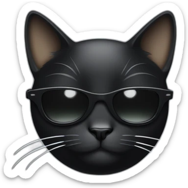 A black cat with white patch from nose to bottom, wearing sunglasses  sticker
