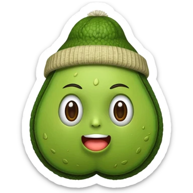 Avocado with a beanie sticker