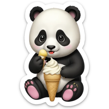Panda eating ice cream sticker