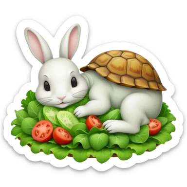  lapin qui dort et la tortu qui mange de la salade sticker