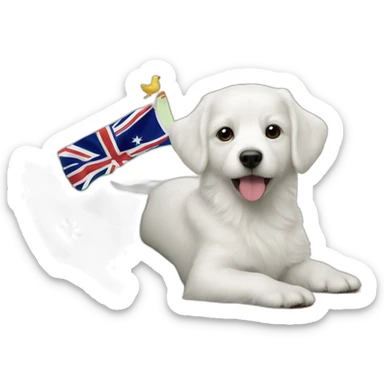 Kiwibird and white maltipo dog on a new zealand flah sticker
