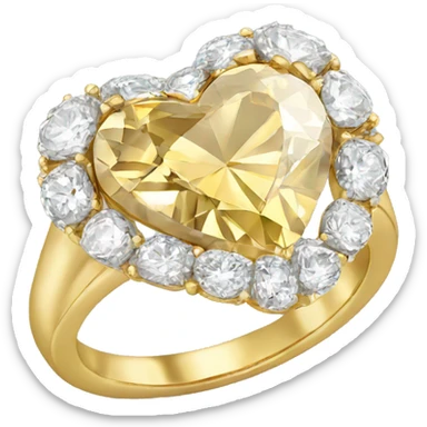 Ring with heart shaped diamond sticker