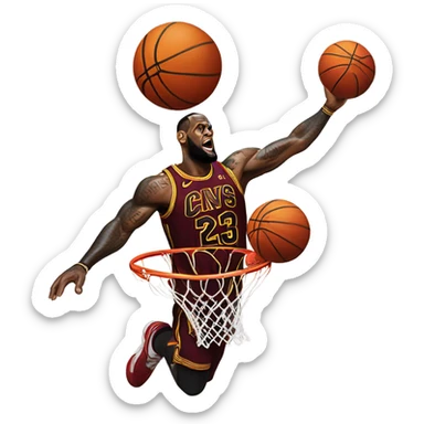 LeBron James dunking basketball  sticker