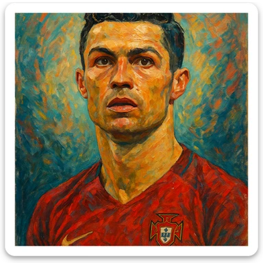 Cristiano Ronaldo iconic footballer portrait in artistic style sticker