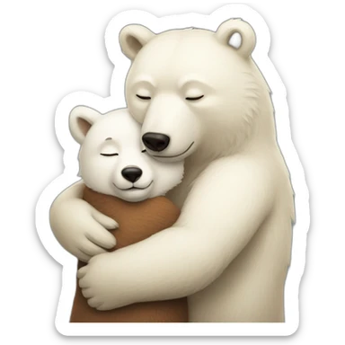 white bear hugs fox sticker
