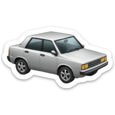 a car with wheels in the shape of a square sticker