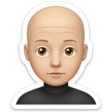 bald person with neutral expression sticker