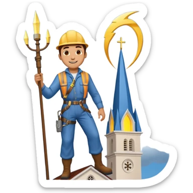 steeplejack man lightning conductor on a church spire sticker