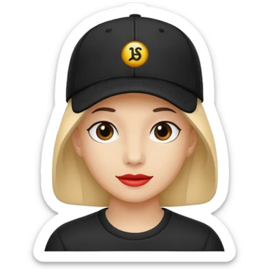 an ios genmoji for a black baseball cap sticker
