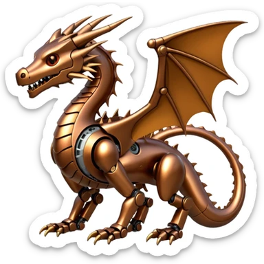 bronze robotic dragon sticker