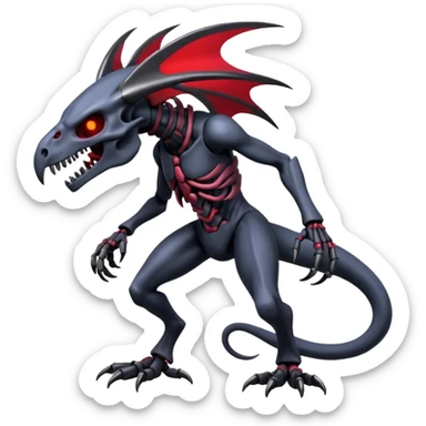 Shiny Futuristic Badass Edgy Dark Evil Spectral Dusky Spooky Skull-faced Cool Hot Stylish Handsome Salandit-Darkrai-Genesect-Fakémon-fusion (full body) sticker