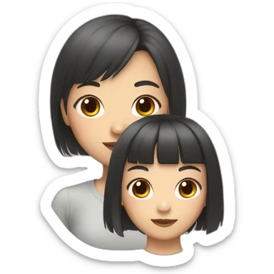 Asian girl with bangs ans rat sticker